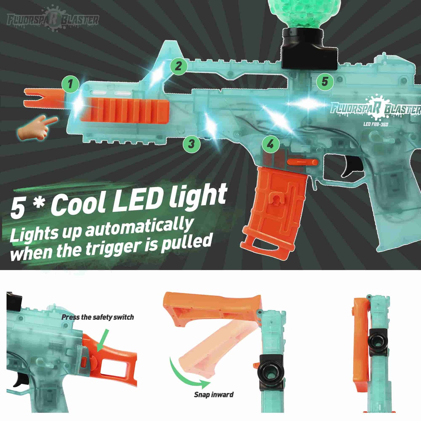 Caissa Luminous and Led Gel Ball Blaster Gun Pistol G36 - caissatoy