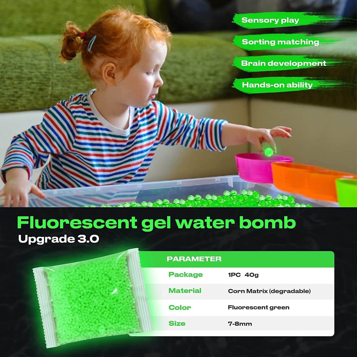 Caissa Lunimous Gel Balls Blaster Glow in The Dark - caissatoy